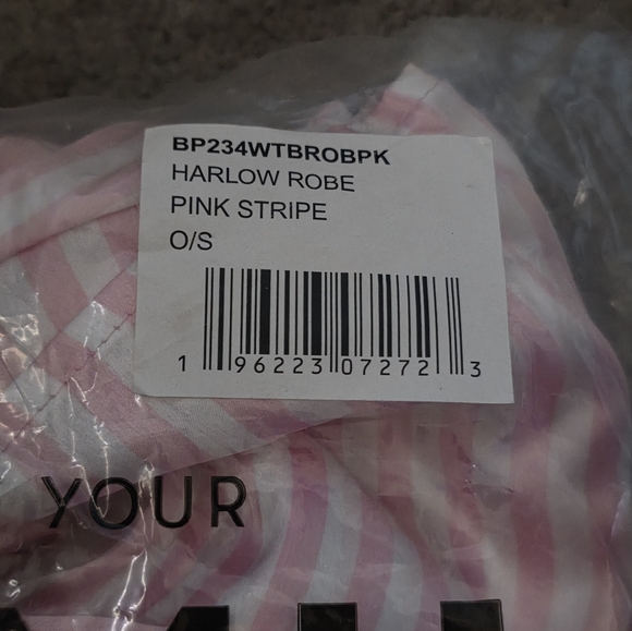 Show Me Your Mumu Harlow Belted Robe Pink & White Striped OS NWT - Picture 7 of 7